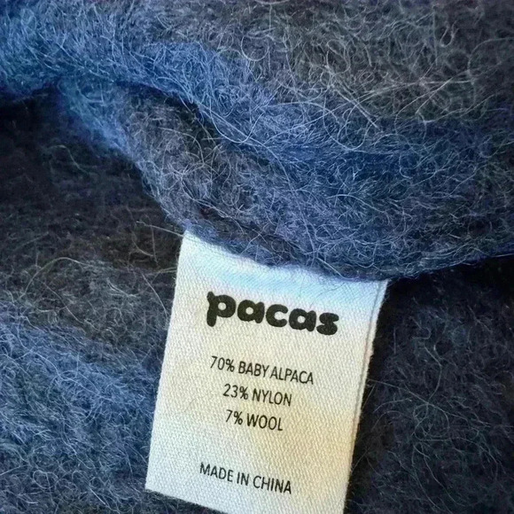 Pacas Womens Cozy Baby Alpaca Blend Pullover Turtleneneck Sweater Blue Medium - Picture 5 of 8